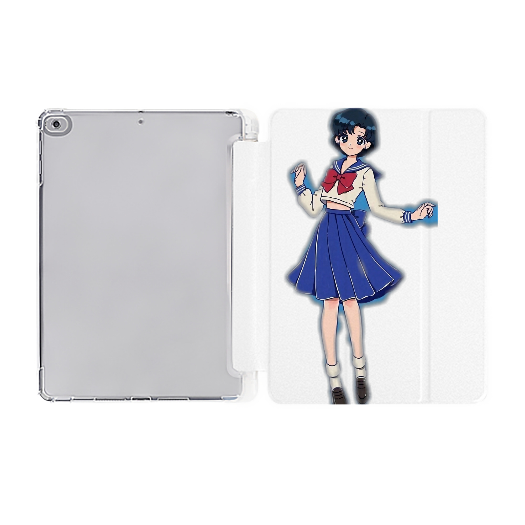 （画像用） 美少女戦士セーラームーン 水野 亜美 みずの あみ Sailor Moon Mizuno Ami IPad ケース ペン収納付き 三つ折りスタンド PUレザー×シリコン 対応機種9.5/10.5/10.9インチ